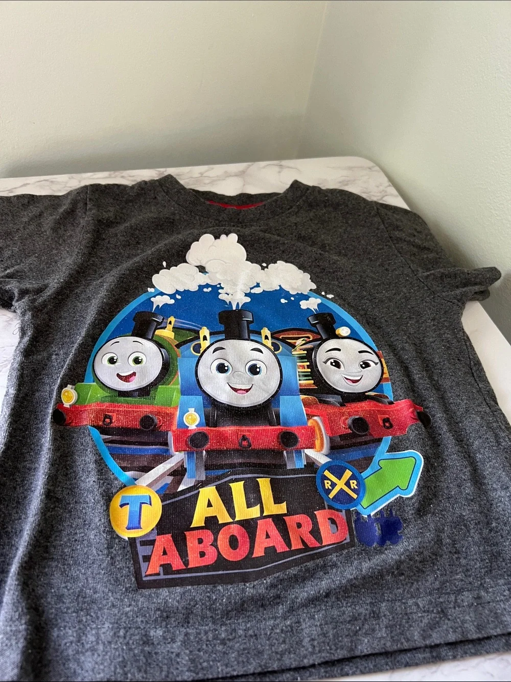 Thomas & Friends Gray Kids Shirt with Colorful Train Faces